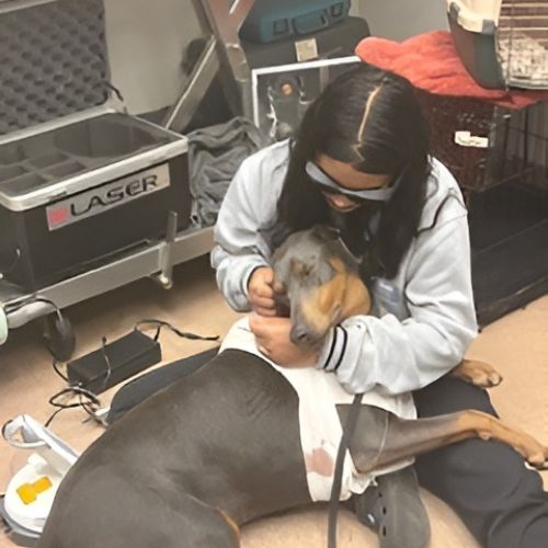 Samantha performing a laser treatment img Samantha performing a laser treatment